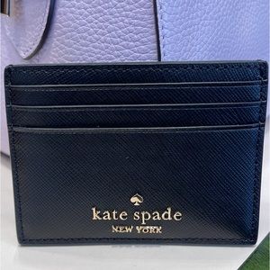 Kate Spade Madison Saffiano Leather Small Slim Card Holder
COLOR: Black 
NWT